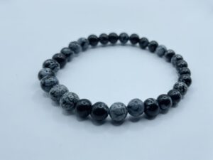 Obsidiaan Sneeuwvlok Armband (6 mm kralen)