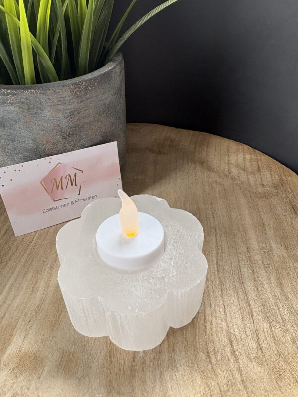 Seleniet Waxinelichthouder – Bloem ±9 cm
